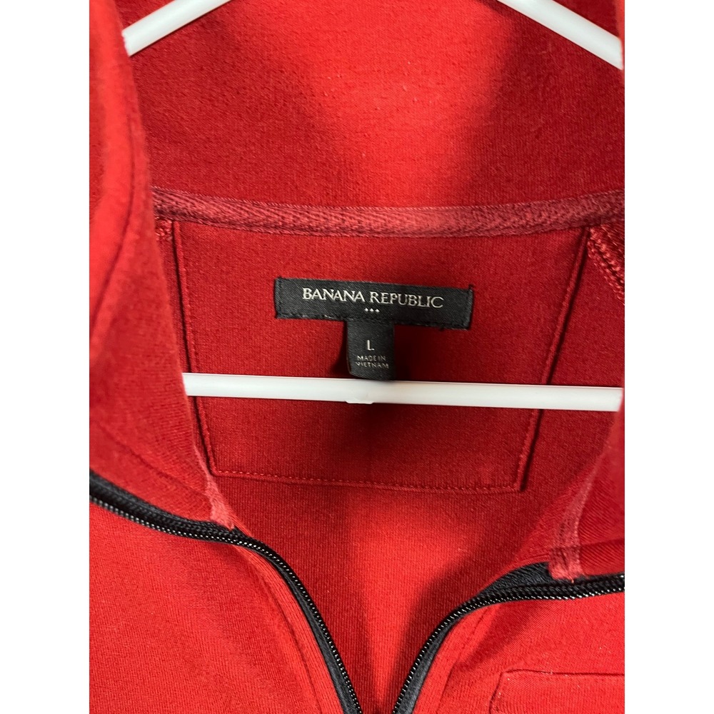 Banana Republic Mens Red Full Zip Mock Neck Raglan Jacket Large - Picture 5 of 8